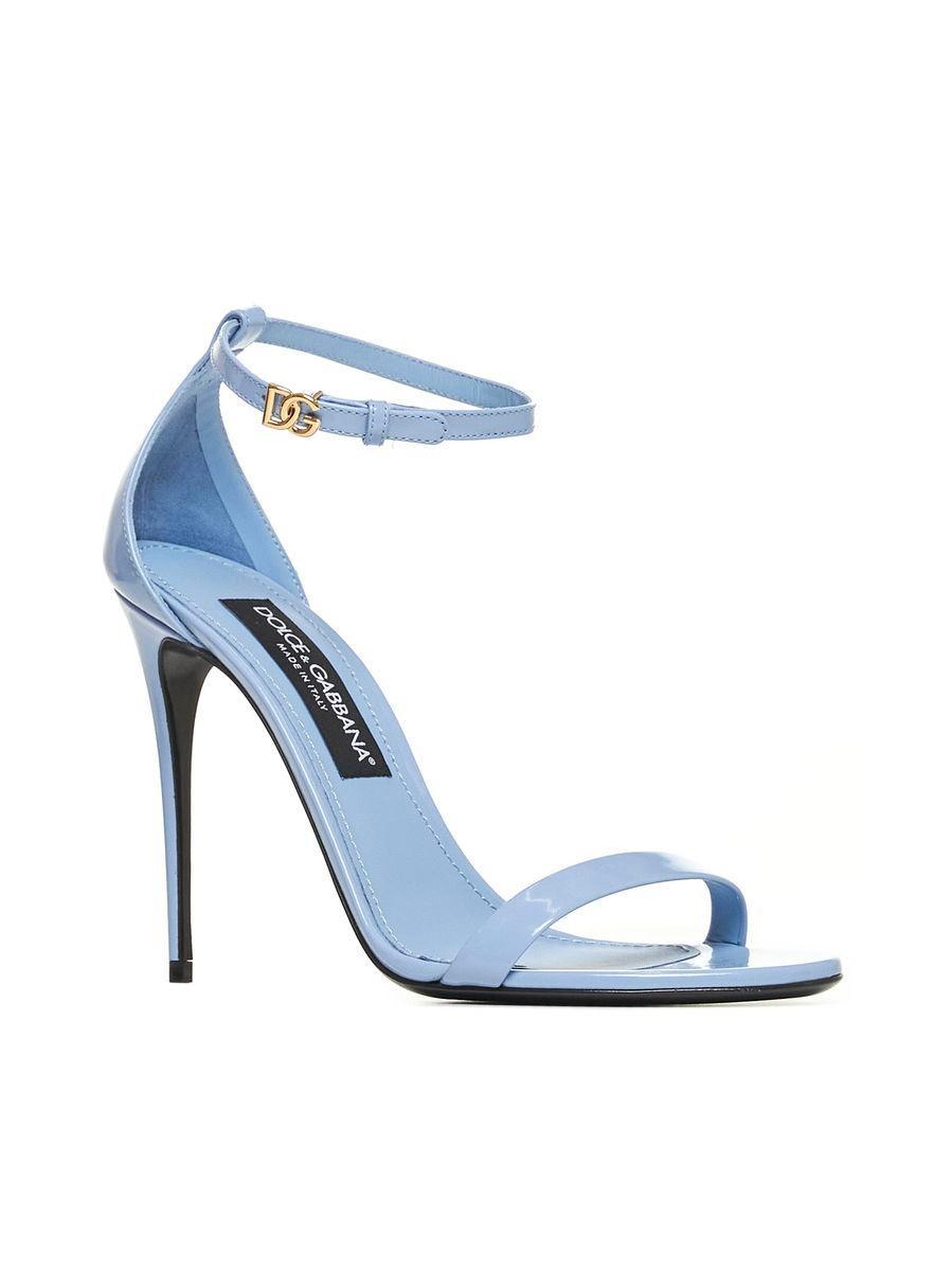 DOLCE & GABBANA Patent Leather Sandals In Sugar Paper Blue Product Image