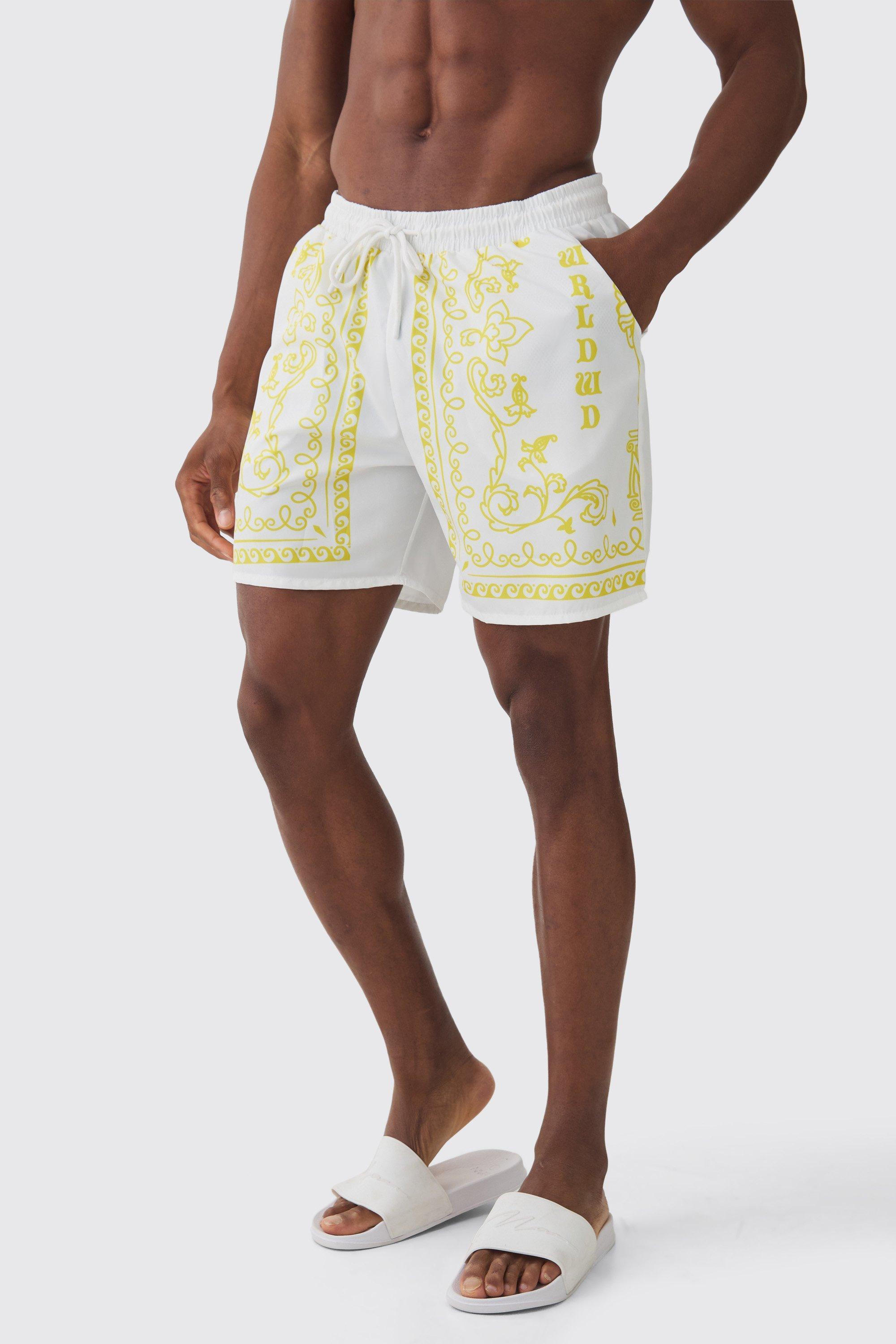 Mid Length Baroque Swim Trunks | boohooMAN USA Product Image