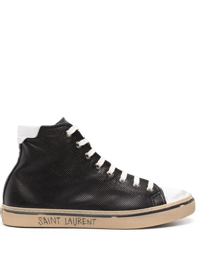 SAINT LAURENT Malibu Lace-up Leather Sneakers In Black Product Image