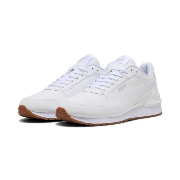 PUMA ST Runner v4 Leather Men's Sneakers in White/Glacial Grey/Gum Product Image