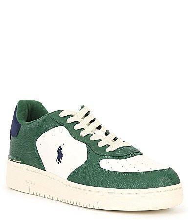 Polo Ralph Lauren Mens Masters Court Leather Sneaker - Cream/blue Product Image