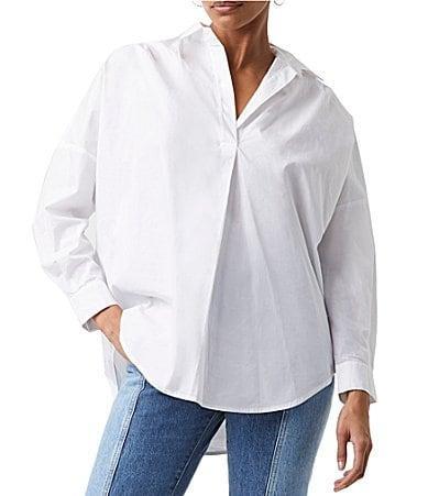 French Connection Rhodes Oversize V-Neck Poplin Shirt Product Image