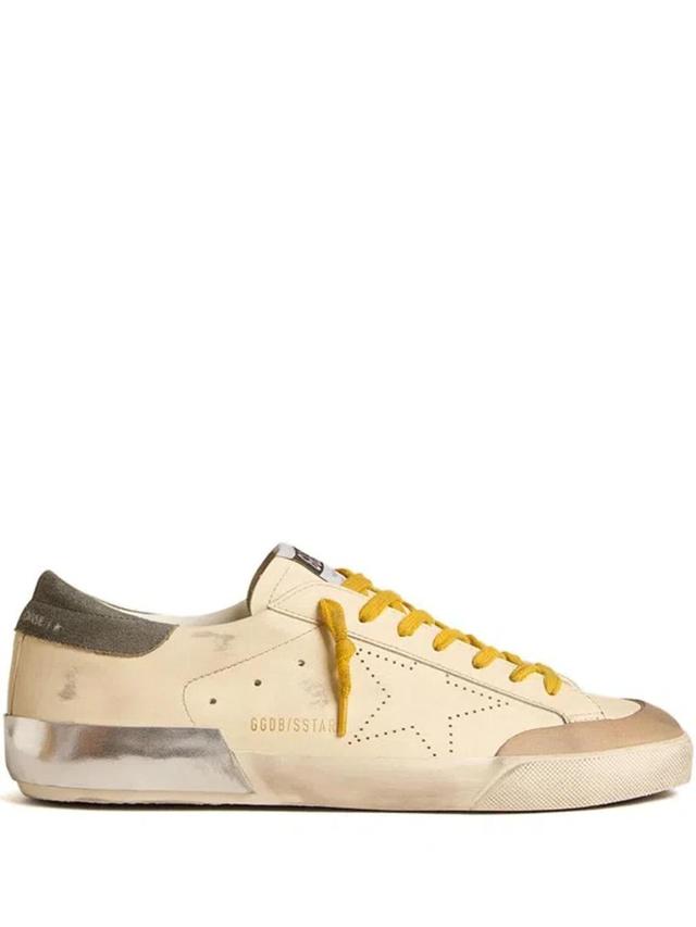 GOLDEN GOOSE Super-star Penstar Perforated Star Leather Sneakers In White Product Image