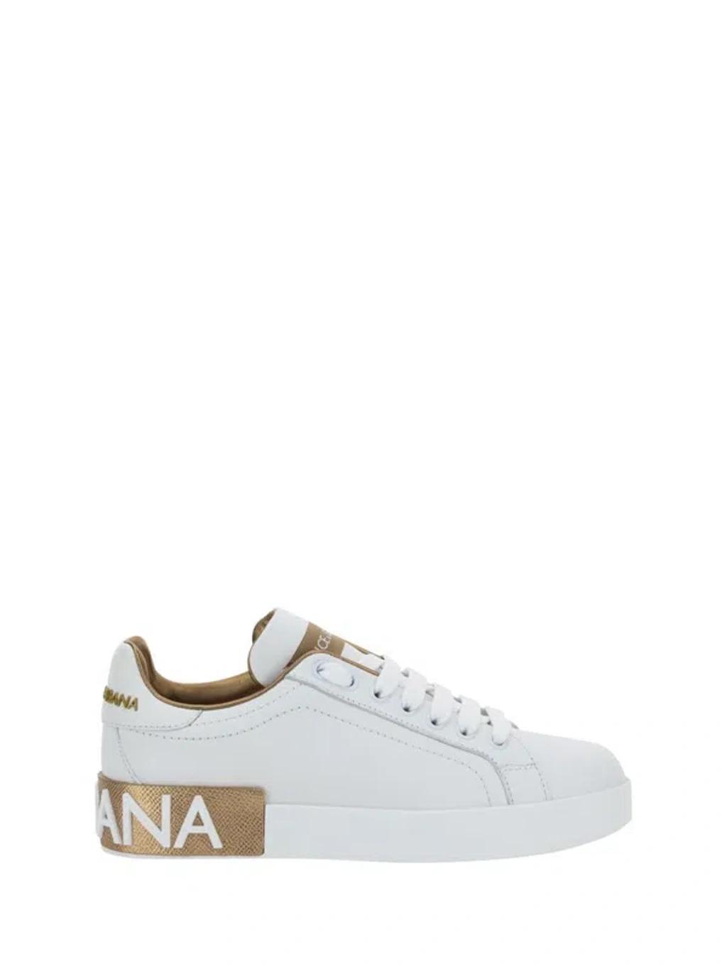 DOLCE & GABBANA Portofino Low-top Sneakers In Calf Leather In White Product Image