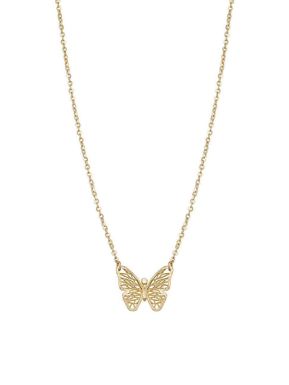 Womens 14K Yellow Gold Social Butterfly Pendant Necklace Product Image