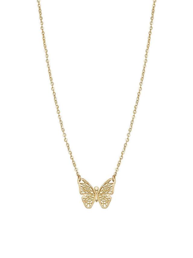 Womens 14K Yellow Gold Social Butterfly Pendant Necklace Product Image