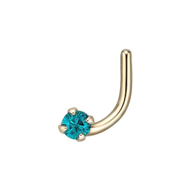 Lila Moon 10k Gold Blue Crystal Accent Nose Ring, Womens, Green Product Image