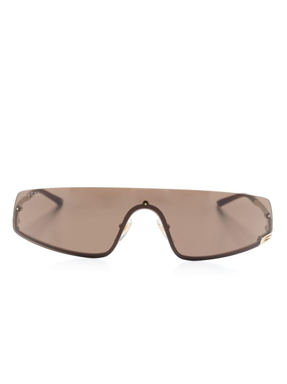 Square-g-motif Shield-frame Sunglasses In Gold Product Image