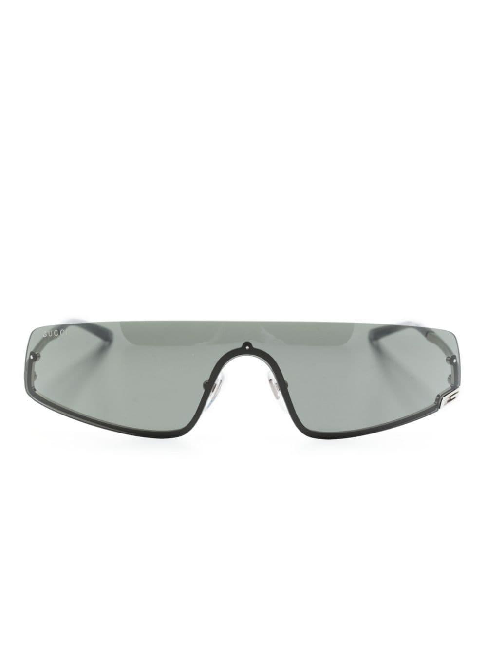 Square-g-motif Shield-frame Sunglasses In Silber Product Image