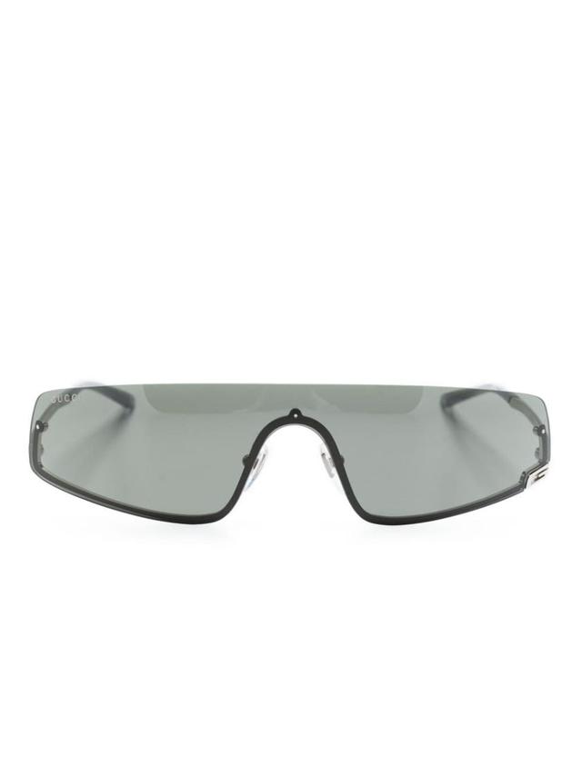 Square-g-motif Shield-frame Sunglasses In Silber Product Image