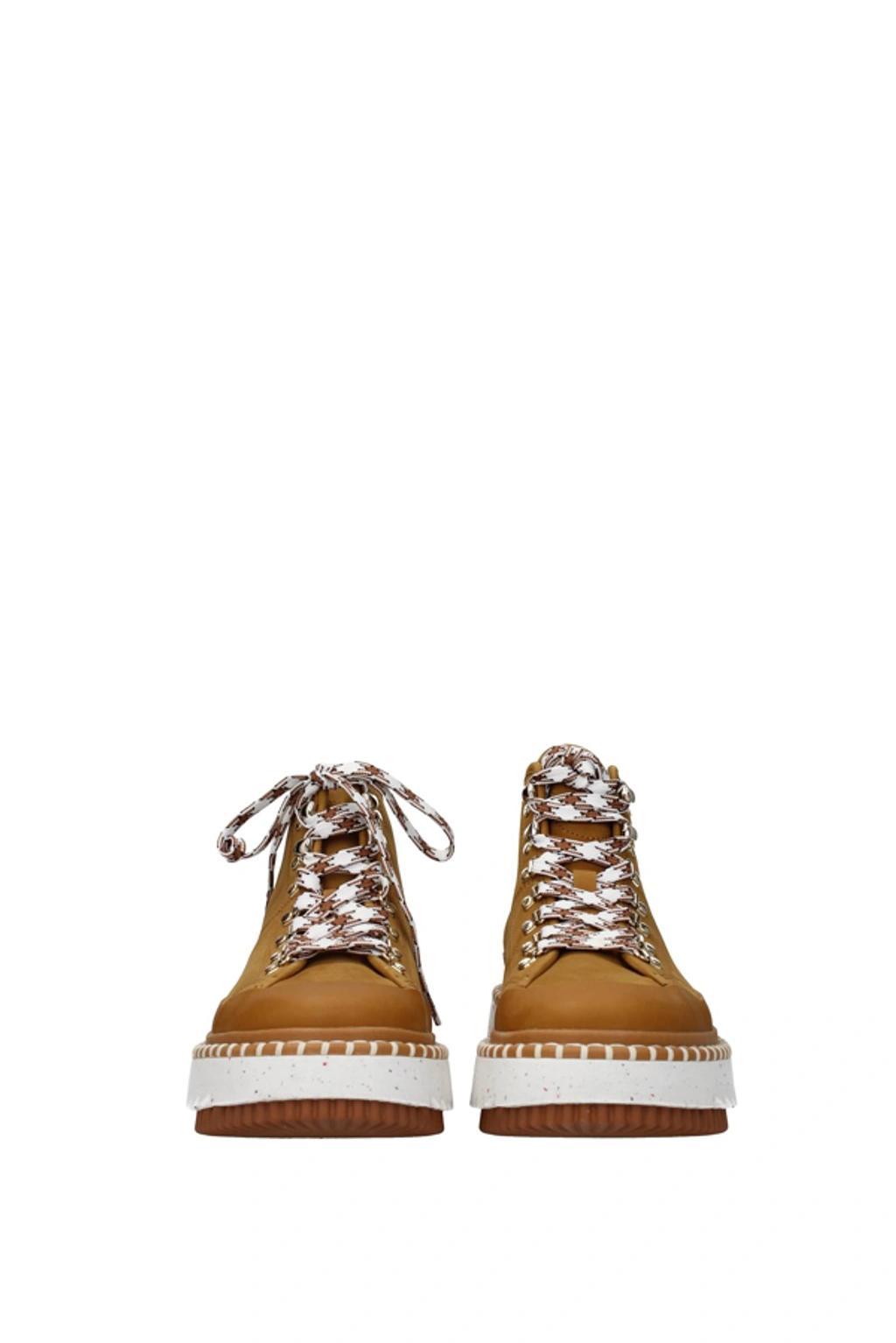 CHLOÉ Lilli Chunky-sole Contrast-laces Leather Boots In Autumnal Brown Product Image