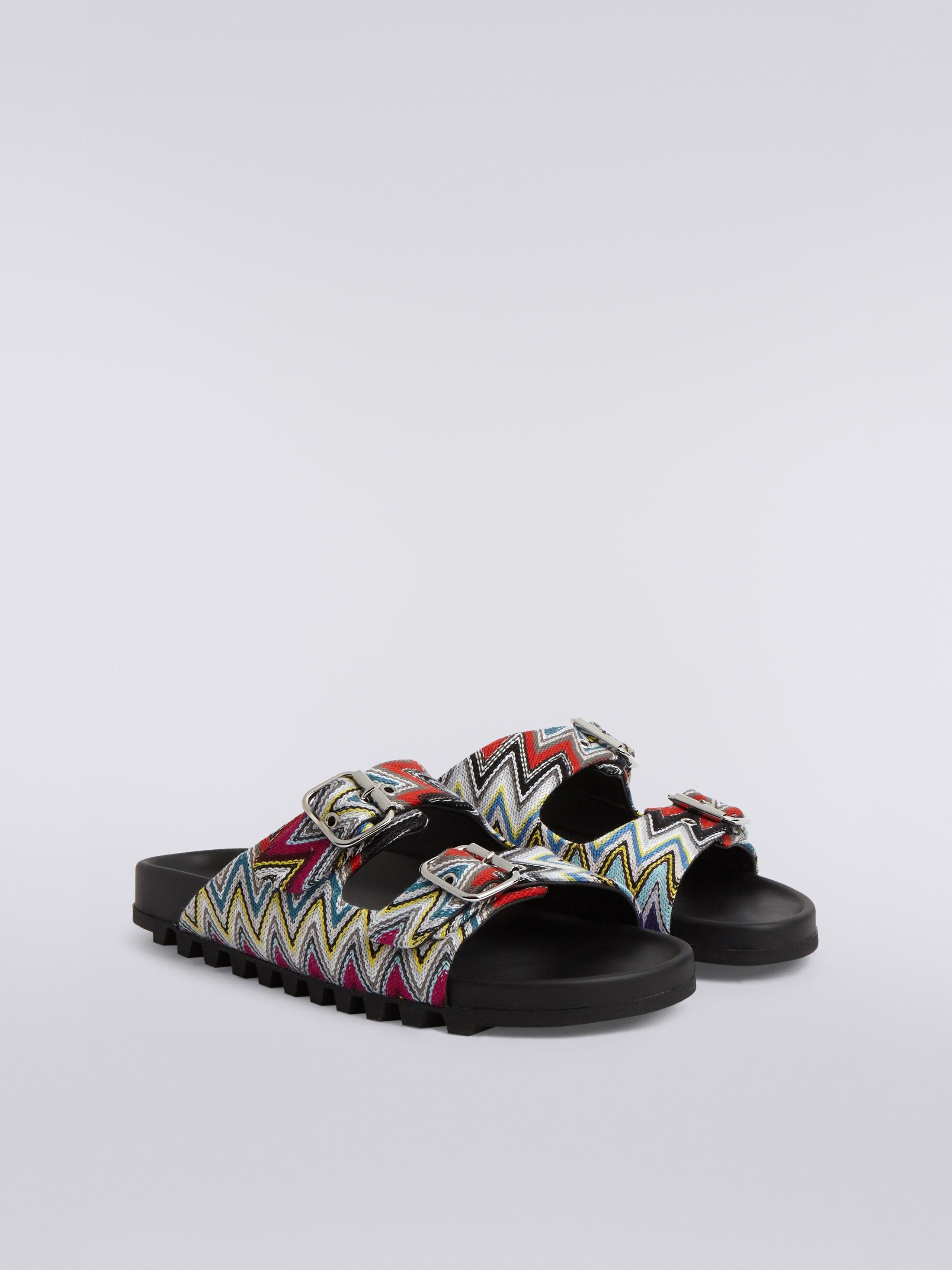 Sandals with double strap in slub fabric Product Image