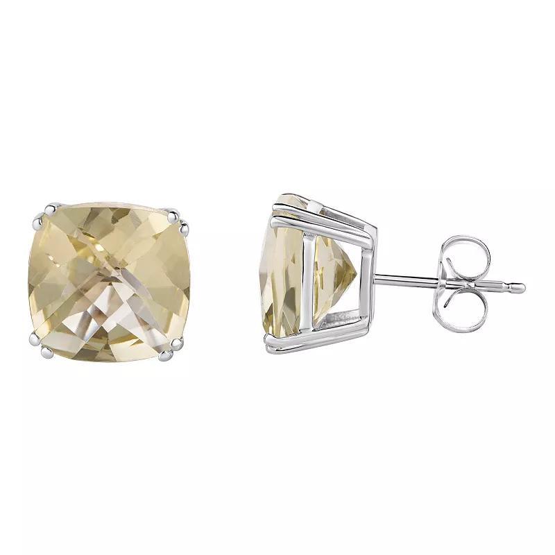 14k White Gold Lemon Quartz Stud Earrings, Womens Product Image