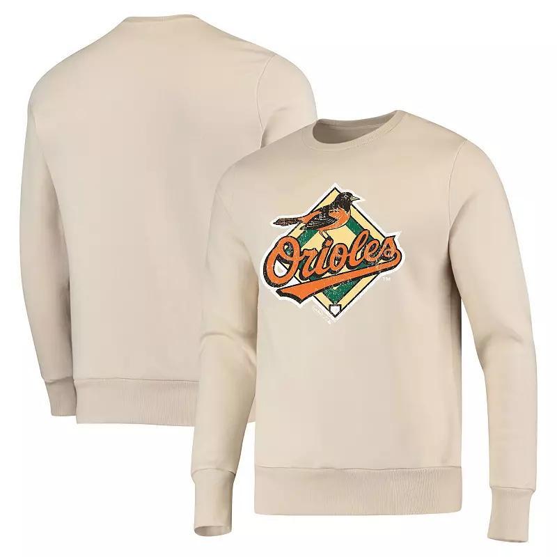 Mens Majestic Threads Oatmeal Baltimore Orioles Fleece Pullover Sweatshirt Product Image