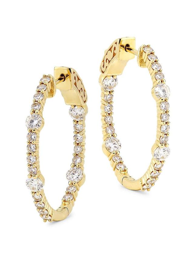 Womens 14K Yellow Gold & 1.53 TCW Diamond Hoop Earrings Product Image