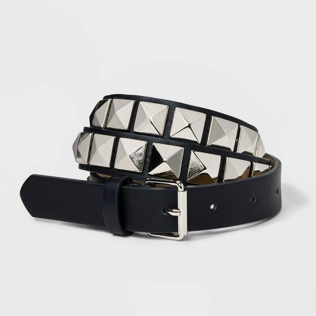 Womens Studded Belt - Wild Fable Black L Product Image