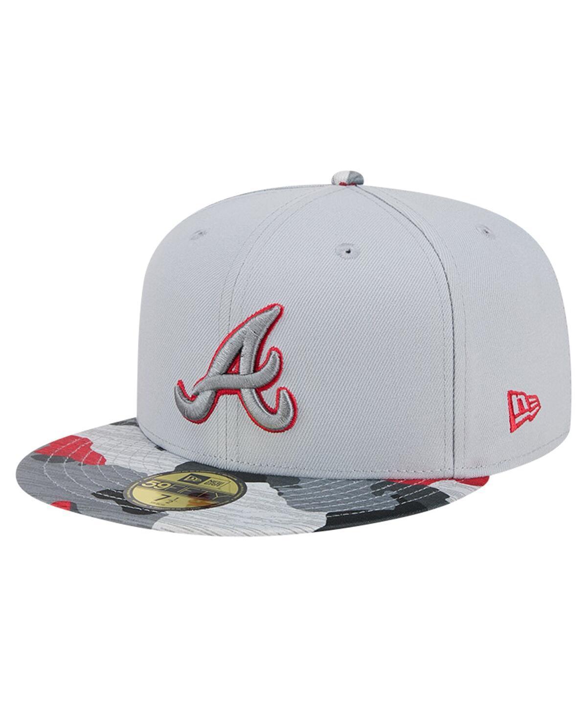 New Era Mens Gray Atlanta Braves Active Team Camo 59FIFTY Fitted Hat Product Image