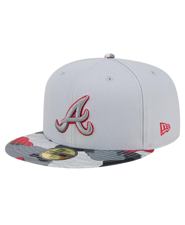 Mens New Era Gray Atlanta Braves Active Team Camo 59FIFTY Fitted Hat Product Image