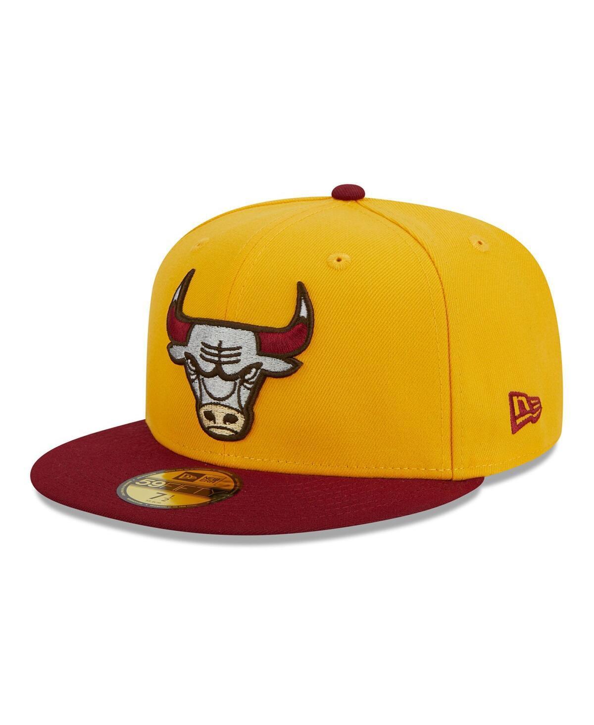 Mens New Era Yellow Chicago Bulls Fall Leaves 2-Tone 59FIFTY Fitted Hat - Yellow Product Image