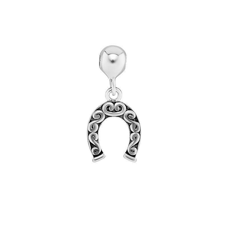 PRIMROSE Sterling Silver Polished Oxidized Horseshoe Sliding Charm, Womens Product Image