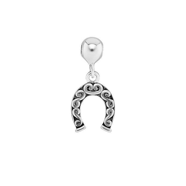 PRIMROSE Sterling Silver Polished Oxidized Horseshoe Sliding Charm, Womens Product Image