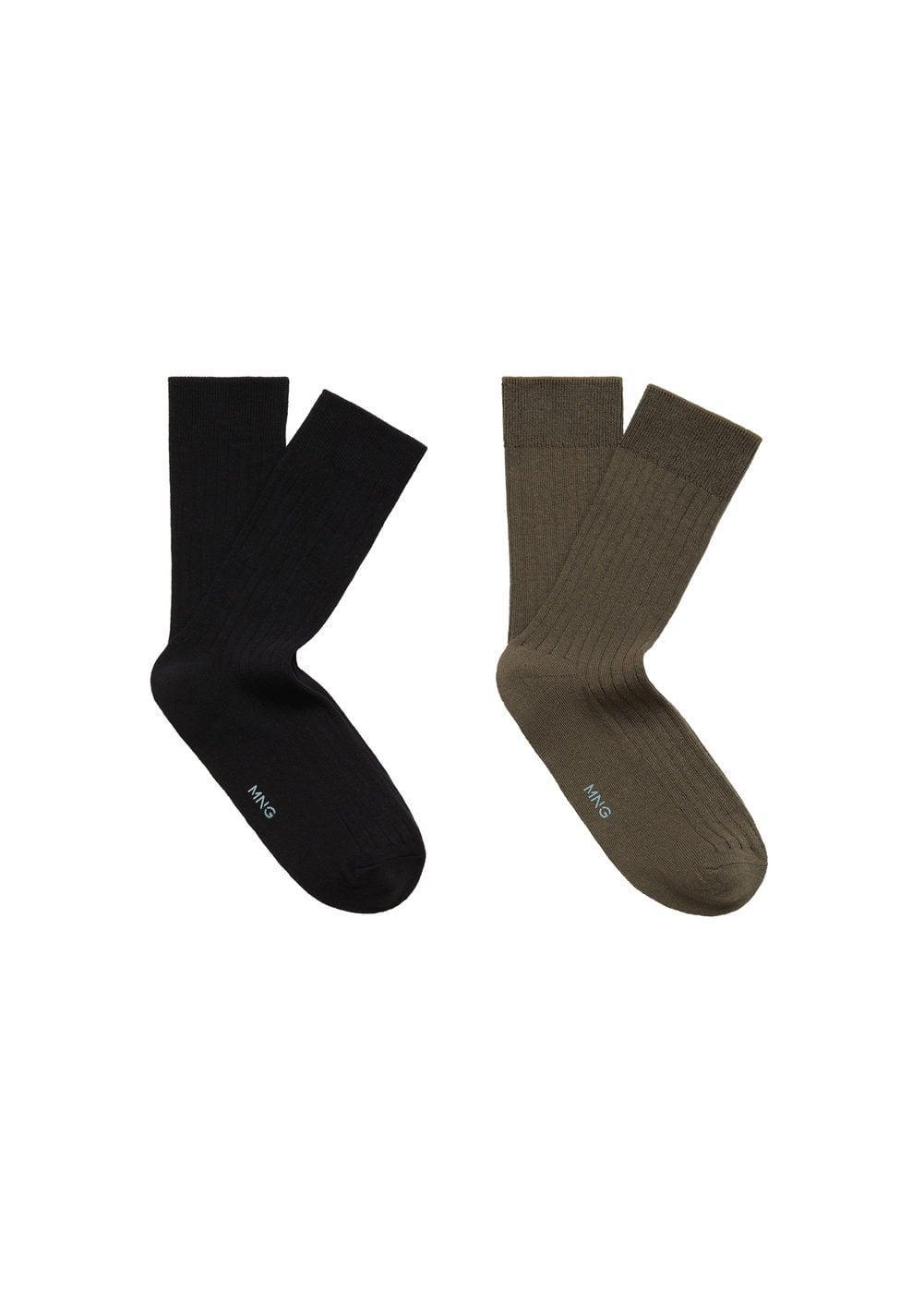 MANGO MAN - Pack of 2 ribbed cotton socks khakiMen Product Image