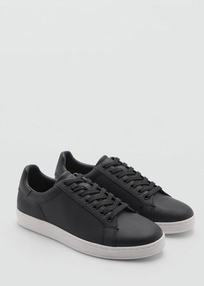 MANGO MAN - Contrast sole leather sport shoes blackMen Product Image