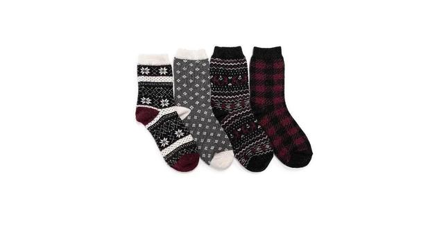 Muk Luks Womens 4 Pair Pack Holiday Boot Socks Product Image