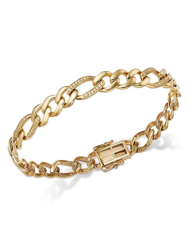 Bloomingdales Fine Collection Mens Diamond Figaro Link Bracelet in 14K Yellow Gold, 0.50 ct. t. w. Product Image