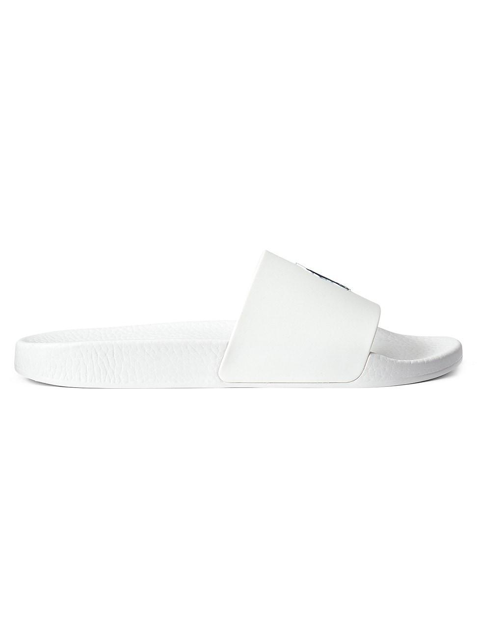 Mens Leather Logo Slides Product Image