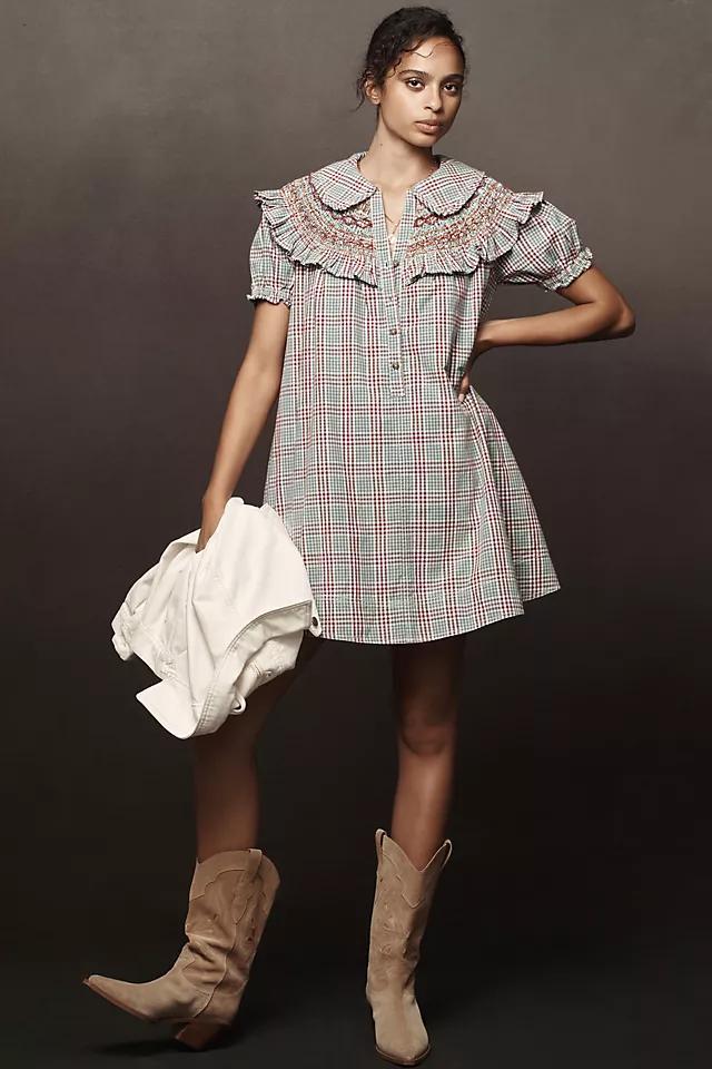 Pilcro Short-Sleeve V-Neck Smocked Babydoll Mini Dress Product Image