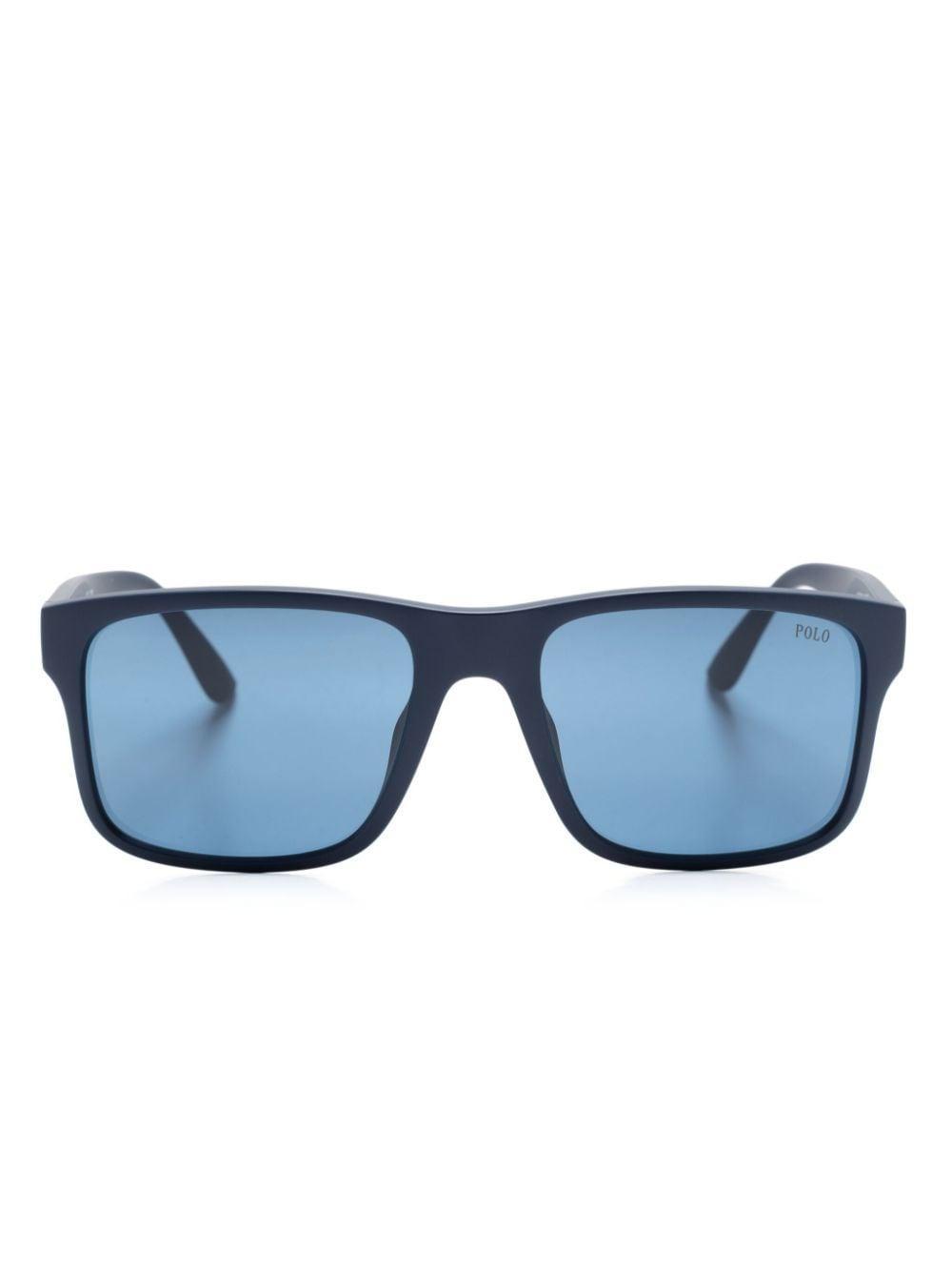 Square-frame Matte Sunglasses In Blue Product Image