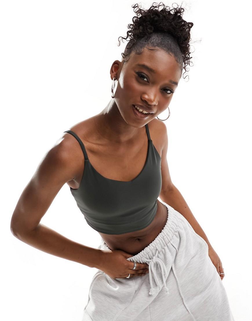 New Balance Linear Heritage bralet in gray Product Image