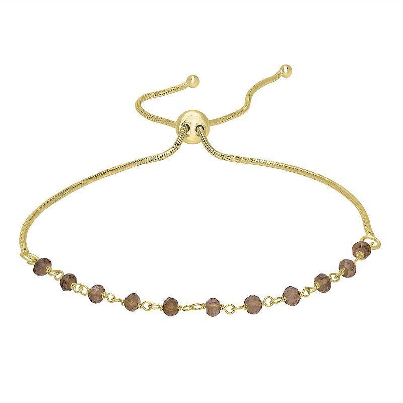 Gemistry 14k Gold over Sterling Silver Gemstone Beaded Adjustable Bracelet, Womens Labradorite Product Image