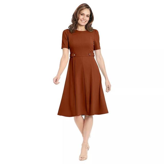 Womens London Times Solid Side Tab Fit & Flare Dress Product Image