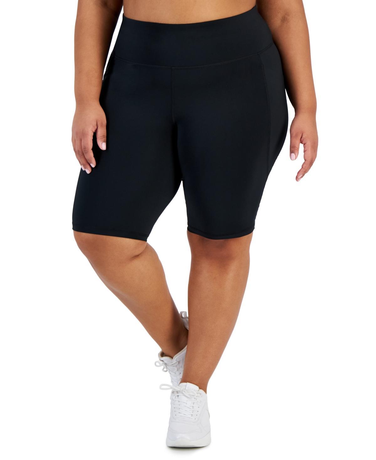 Plus Size Solid Compression Bike Shorts, Created for Macy's Product Image