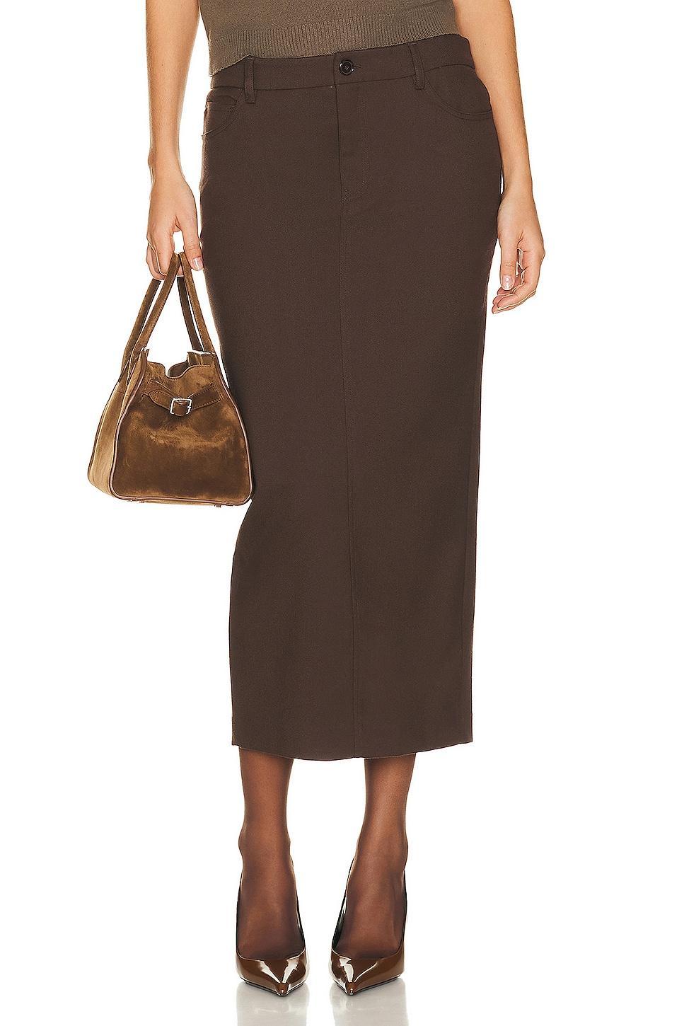 Helsa Trouser Midi Skirt Brown. (also in M, S, XXS). Product Image