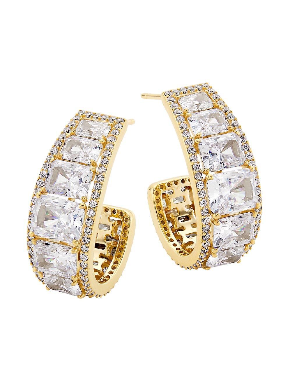 Womens Mesmerize 18K Gold-Plate & Cubic Zirconia Hoop Earrings Product Image