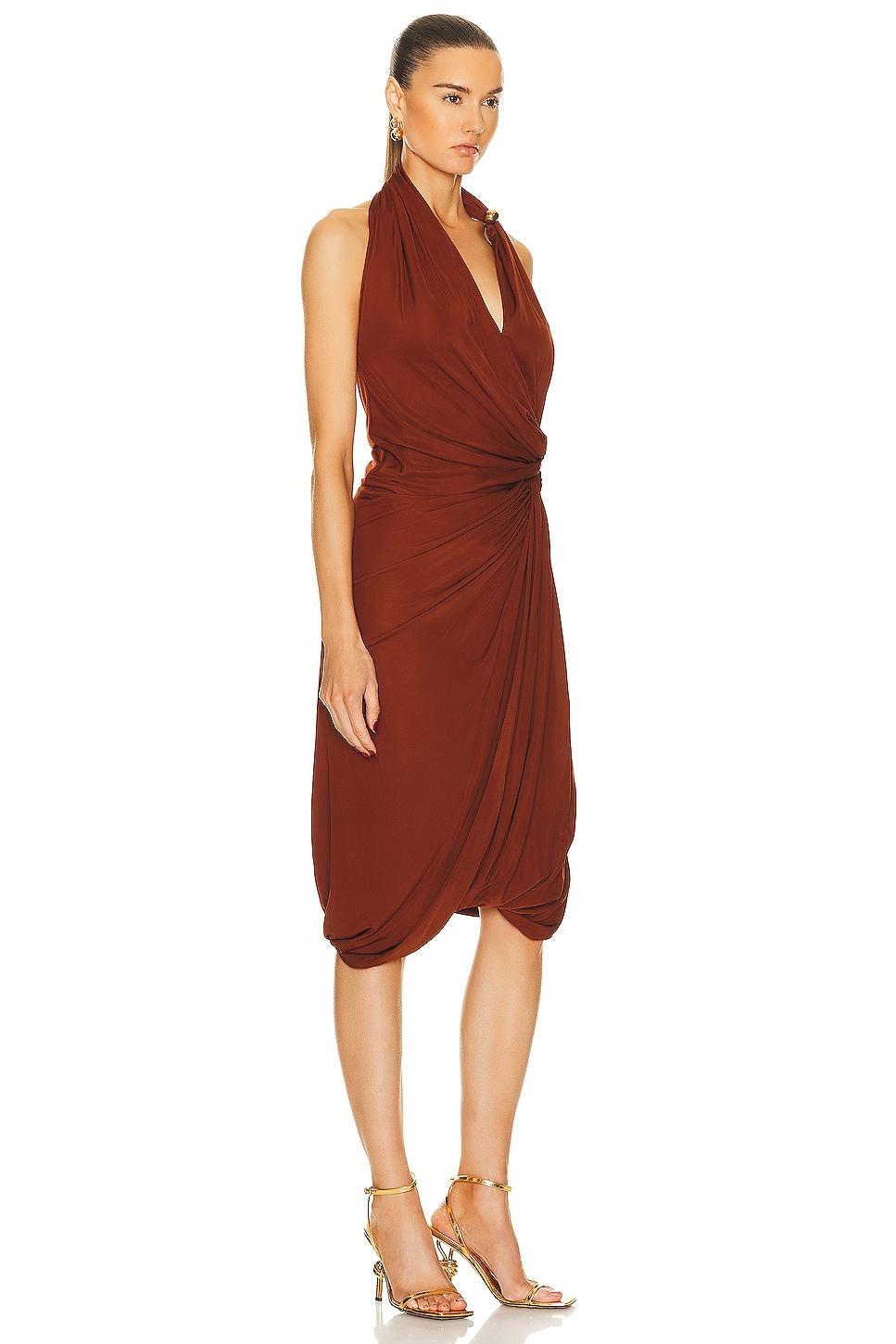 Bottega Veneta Light Weight Viscose Jersey Dress Rust. (also in ). Product Image