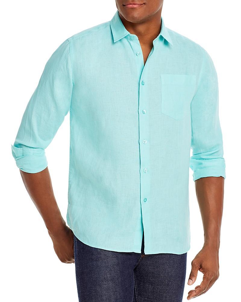 Vilebrequin Men Linen Shirt Solid - Shirt - Caroubis - Green - Size M - Vilebrequin Product Image