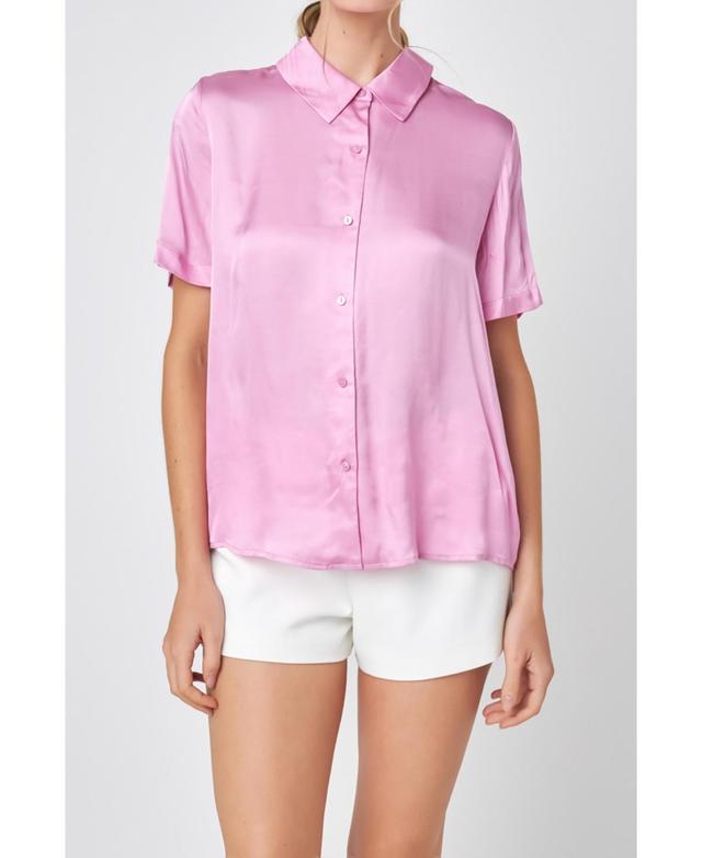 English Factory Short Sleeve Satin Shirt Product Image