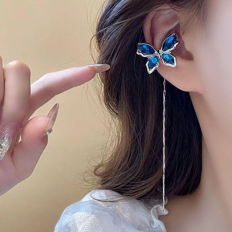 Butterfly Faux Crystal Alloy Threader Ear Cuff Product Image