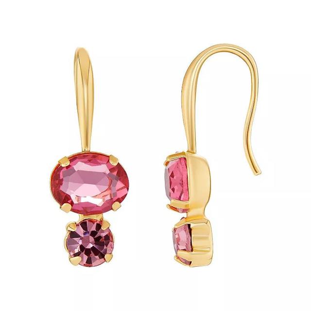 Emberly Double Stone Drop Earrings, Womens, Yellow Gold Tone Pink Product Image