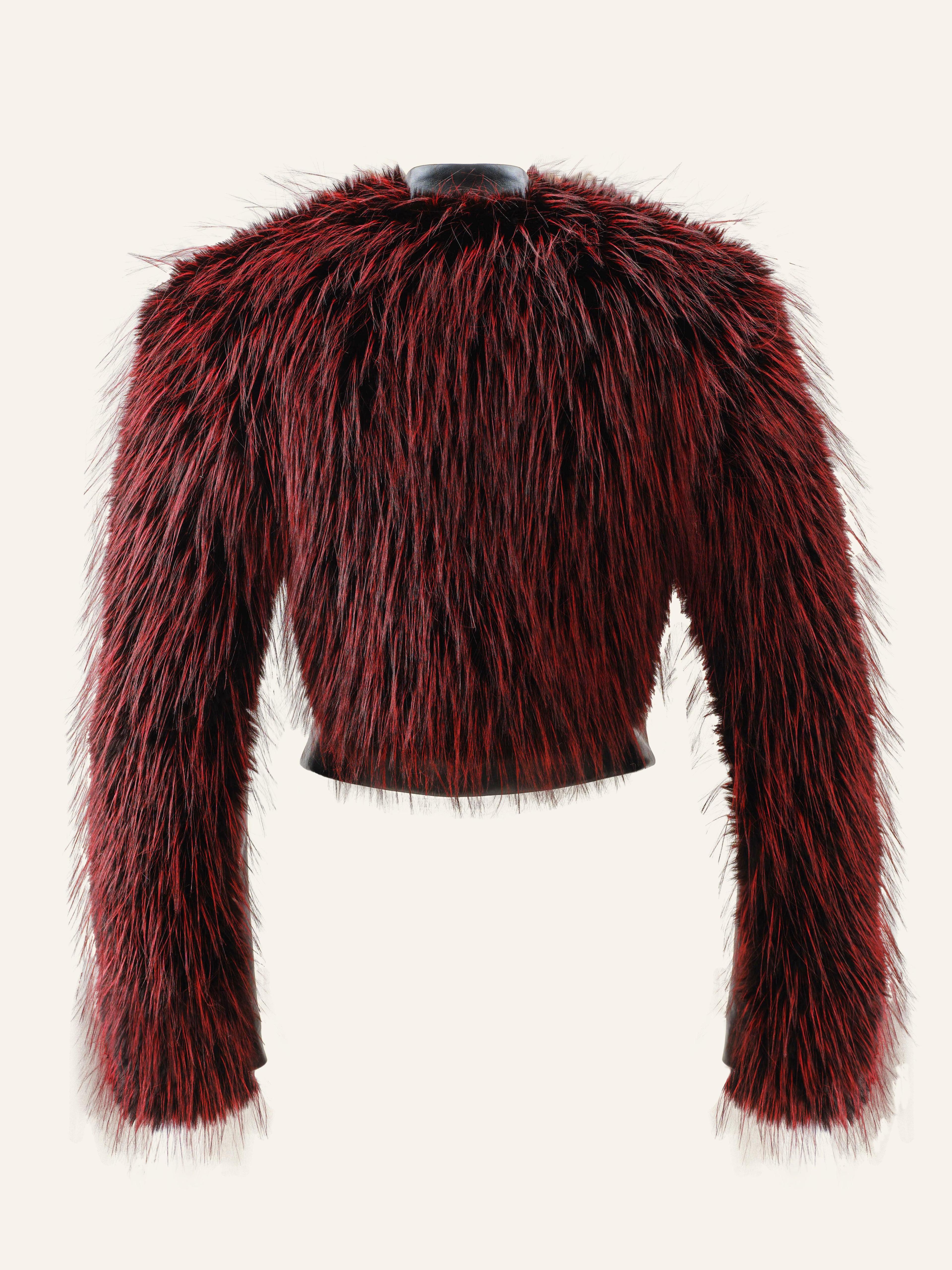 Motorsport Jacket in Fiery Fur and Genuine Leather Product Image