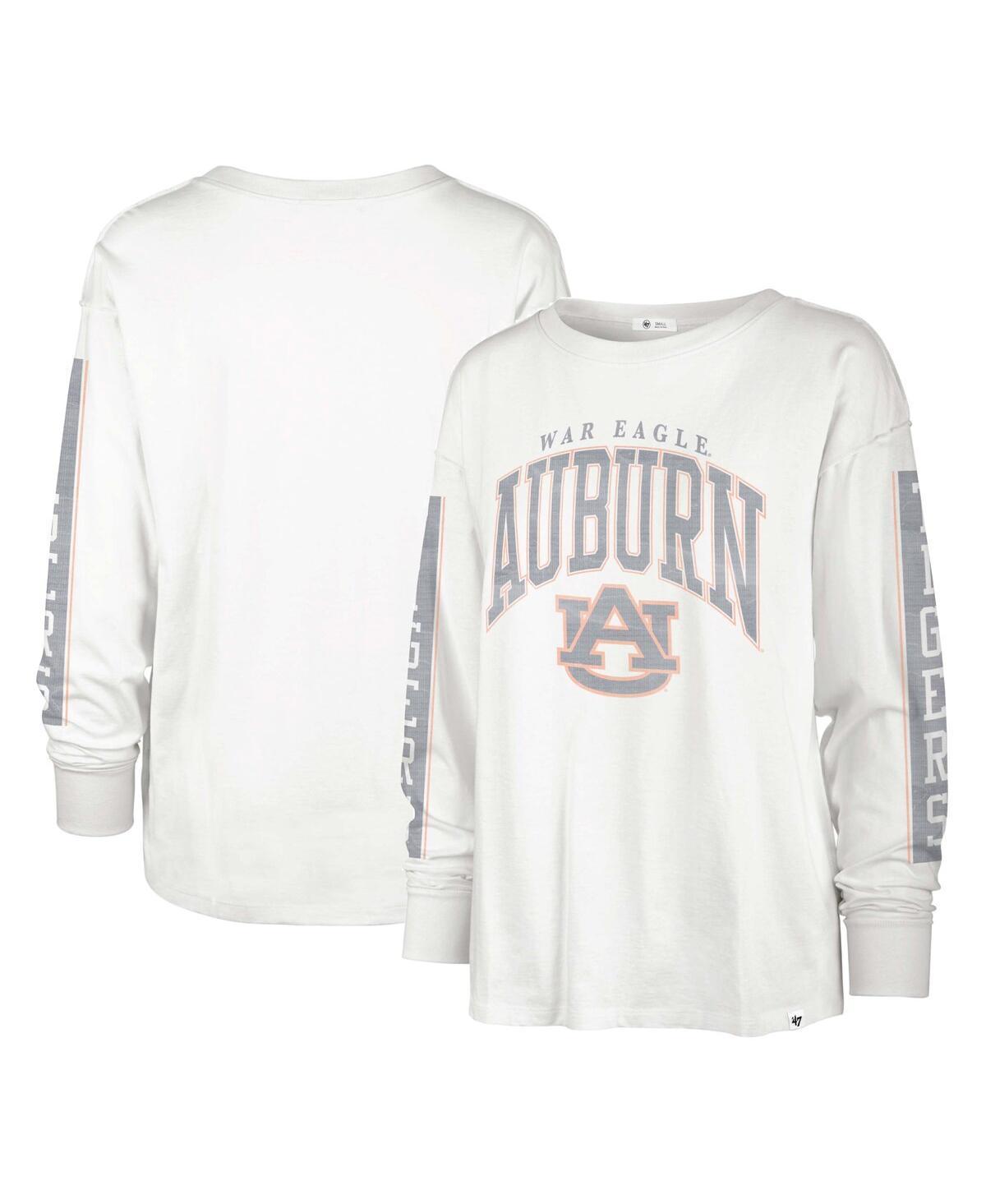 Womens 47 Brand White Distressed Auburn Tigers Statement Soa 3-Hit Long Sleeve T-shirt Product Image