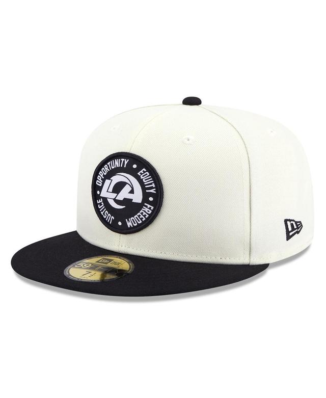 Mens New Era Cream and Black Los Angeles Rams 2022 Inspire Change 59FIFTY Fitted Hat - Cream Product Image