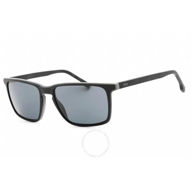 Grey Rectangular Men's Sunglasses Boss 1556/o/s 0o6w/ir 57 In Black Product Image