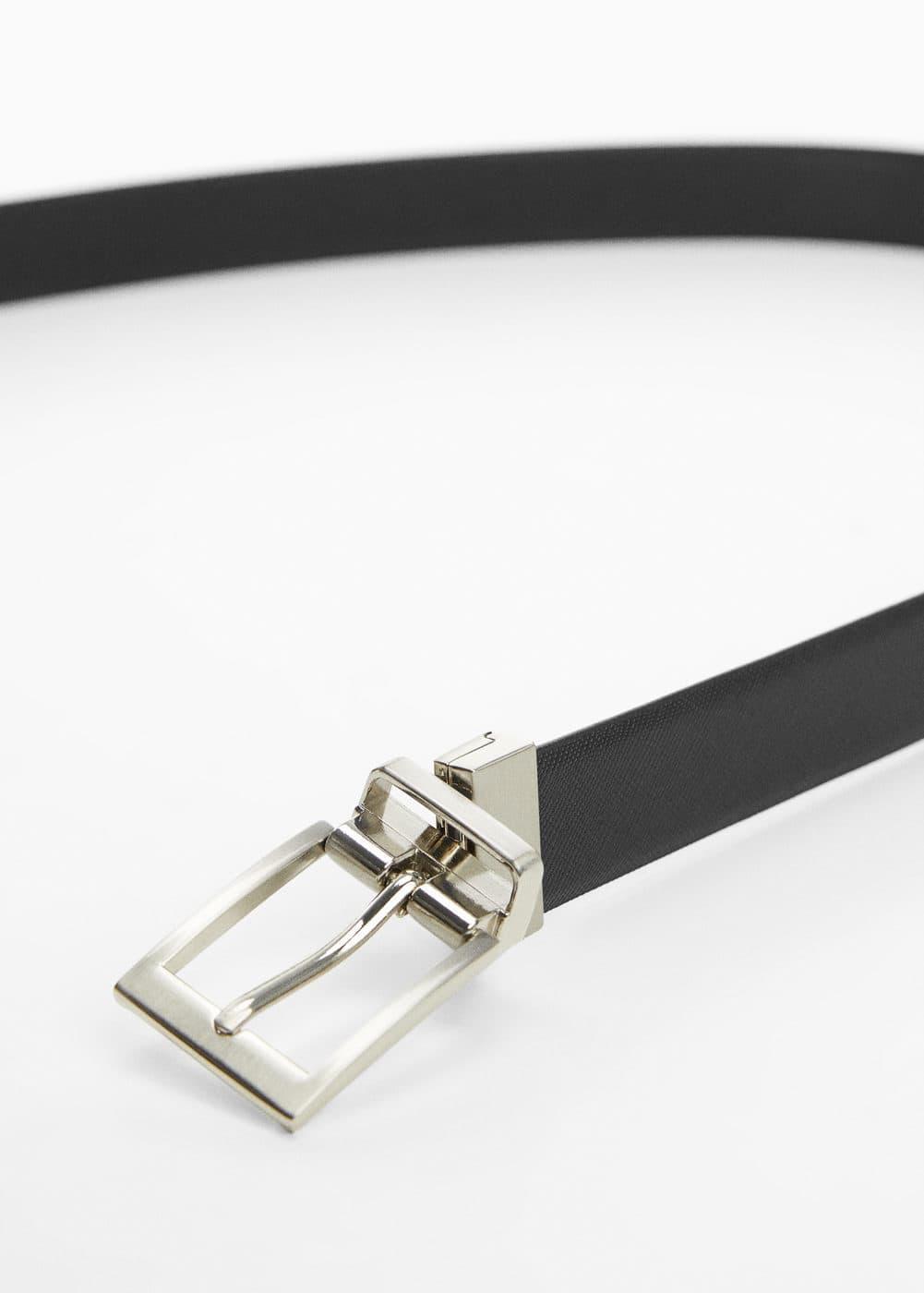 MANGO MAN - Saffiano leather belt blackMen Product Image