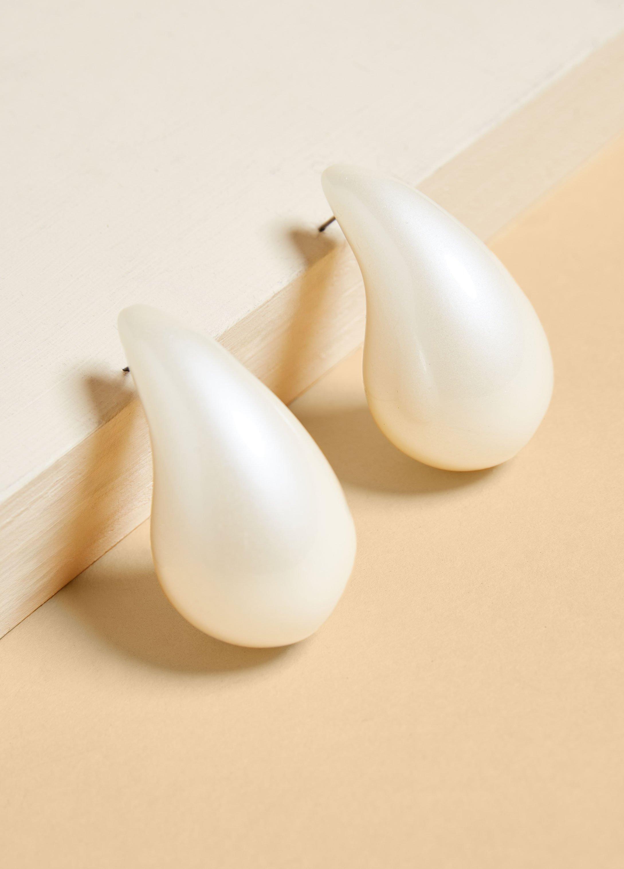 Plus Size Faux Pearl Teardrop Earrings Ashley Stewart Product Image