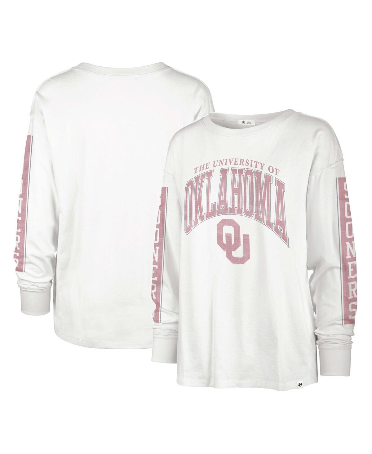 Womens 47 Brand White Distressed Oklahoma Sooners Statement Soa 3-Hit Long Sleeve T-shirt Product Image